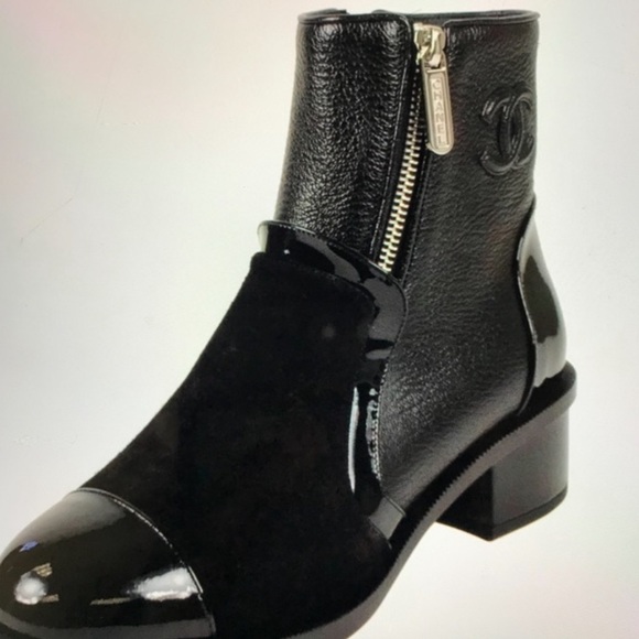 Authentic Chanel Suede & Leather Black Boots Size 40 - Picture 7 of 13